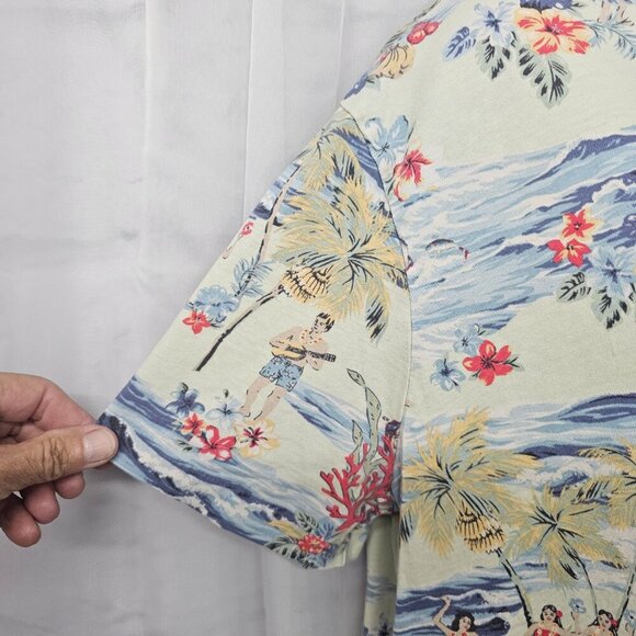 Polo Ralph Lauren Blue Green Hawaiian Tee Shirt Tropical Beach Logo L - Picture 3 of 14